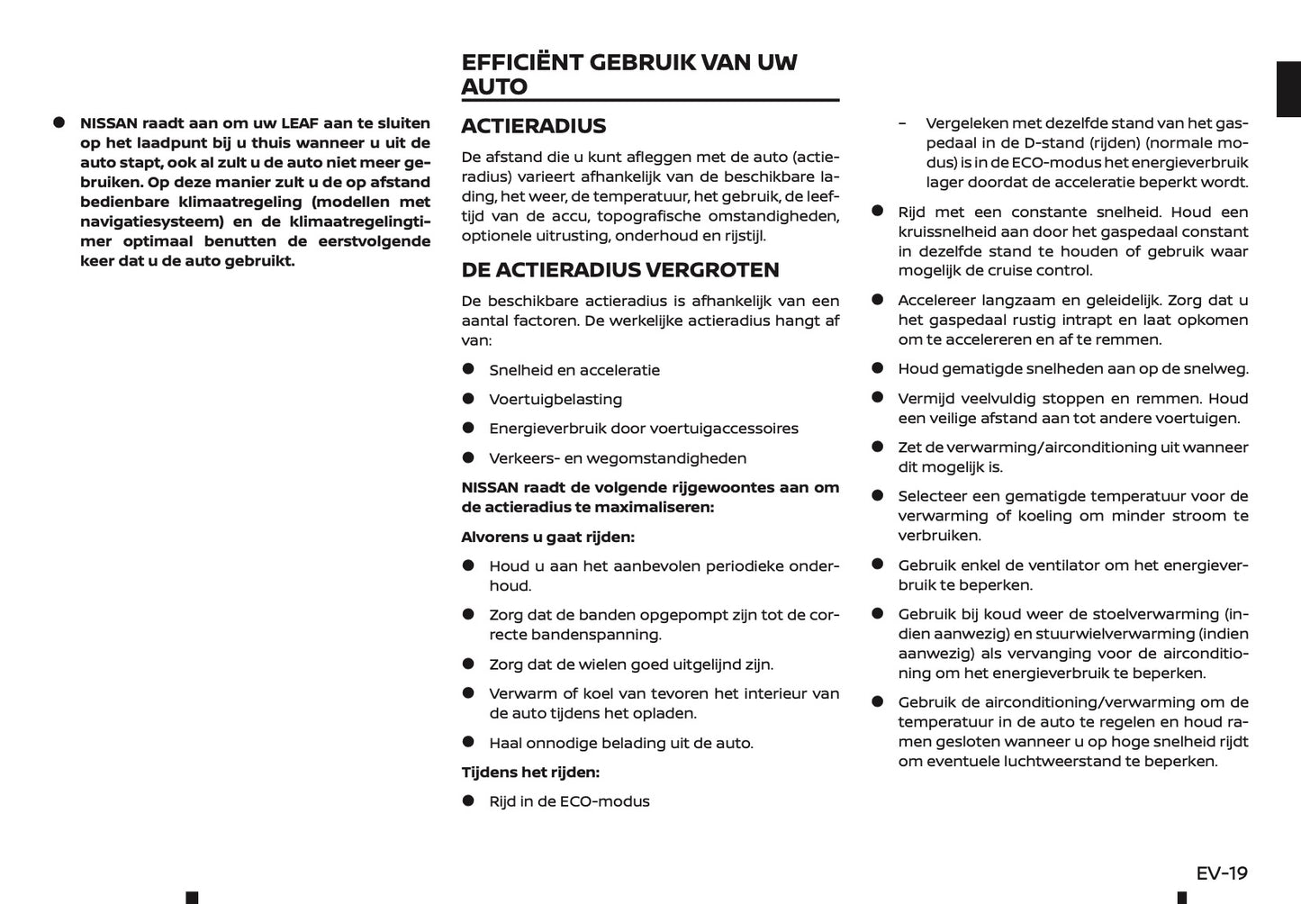 2019-2020 Nissan Leaf Owner's Manual | Dutch