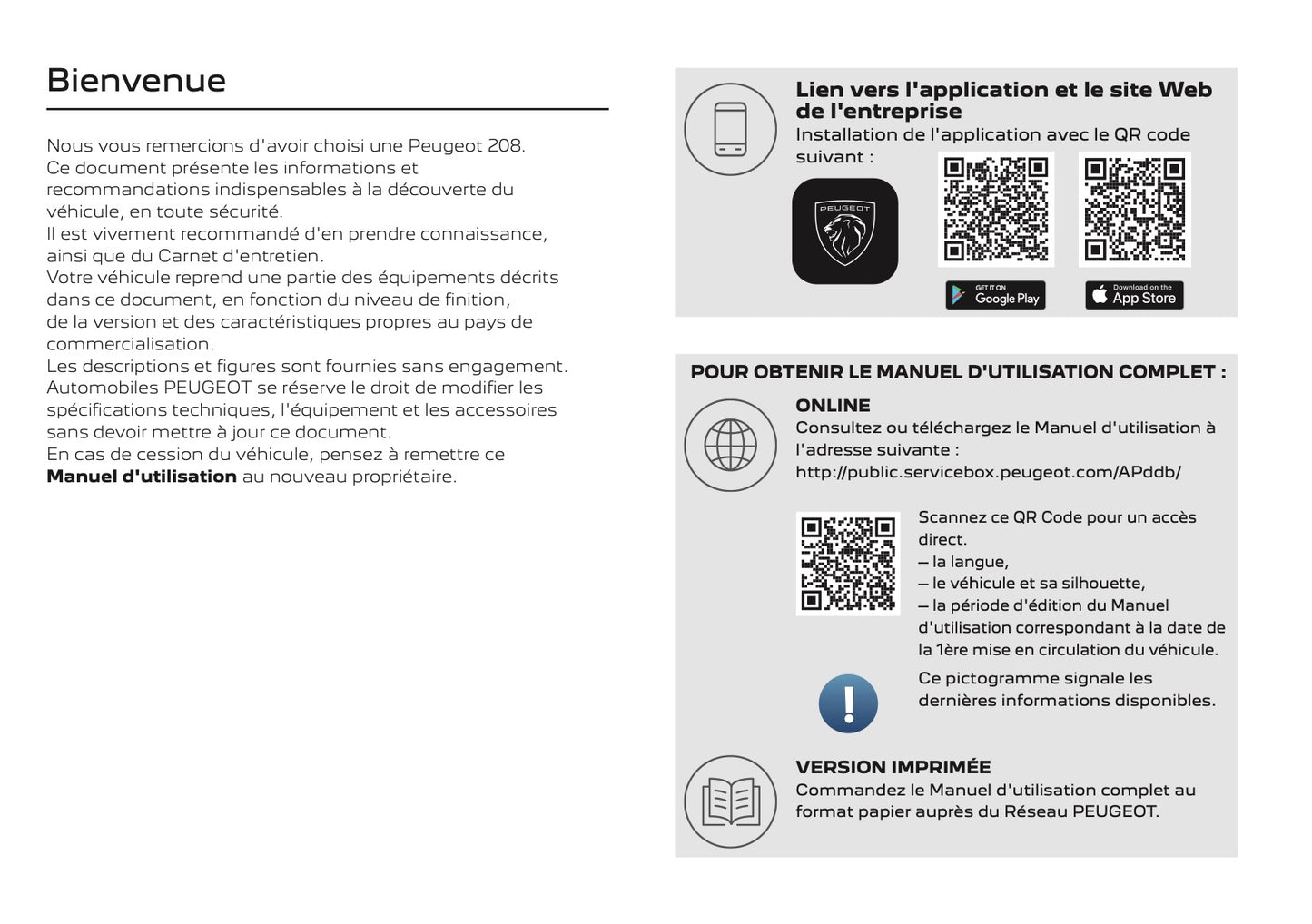 2025 Peugeot 208/e-208 Manuel du propriétaire | Français