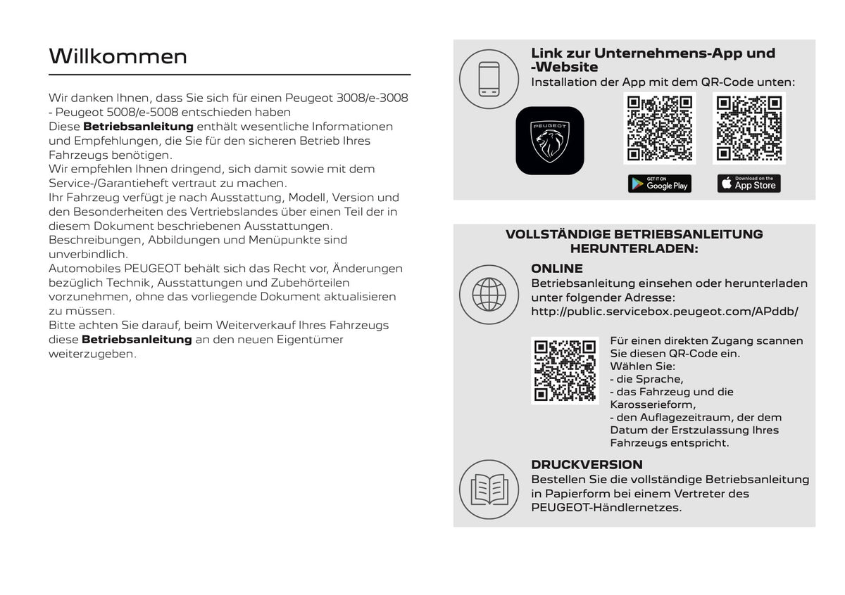 2026 Peugeot 3008/5008 Owner's Manual | German