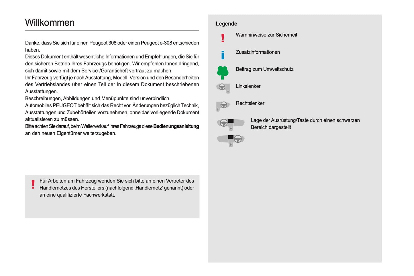 2023-2025 Peugeot 308/308 SW Owner's Manual | German