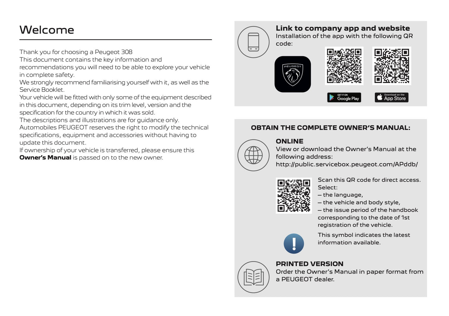 2025-2026 Peugeot 308 Owner's Manual | English