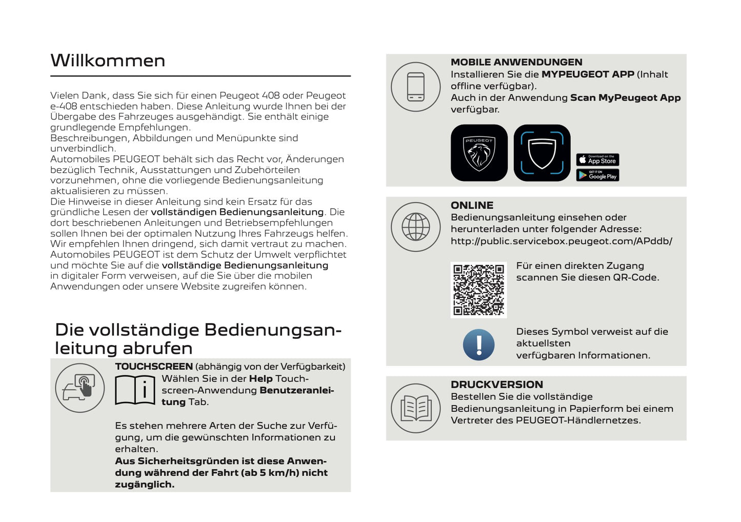 2024-2026 Peugeot 408/e-408 Owner's Manual | German