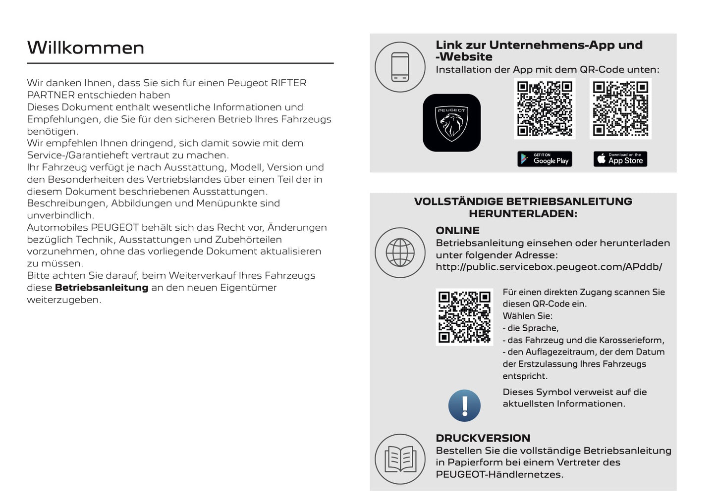 2025 Peugeot Rifter/Partner Owner's Manual | German