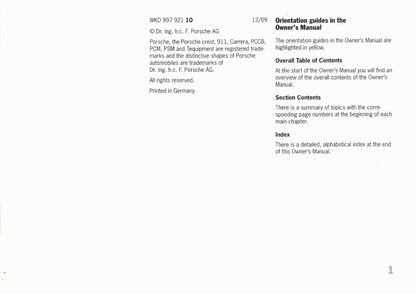 2010 Porsche 911 GT3/GT3 RS Owner's Manual | English