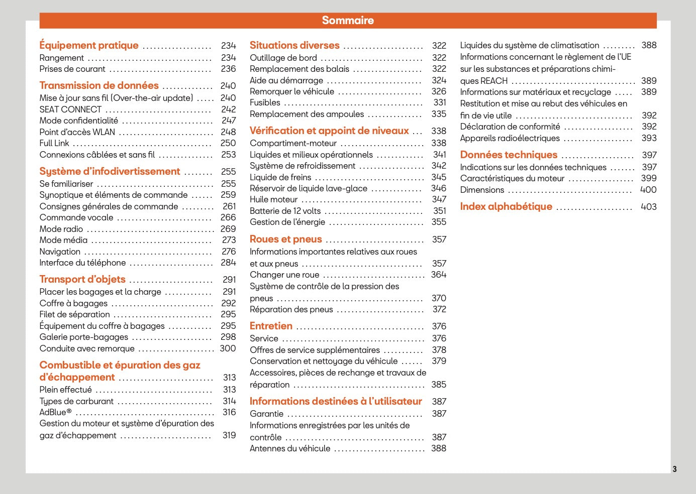 2025 Seat Ateca Owner's Manual | French