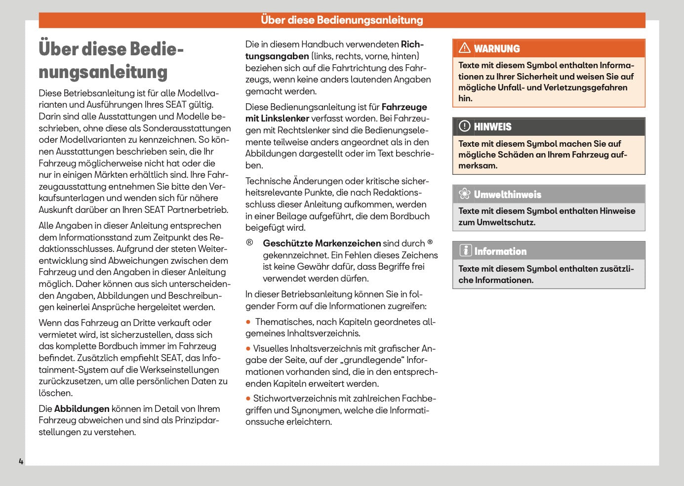 2025 Seat Leon/Leon Sportstourer Owner's Manual | German