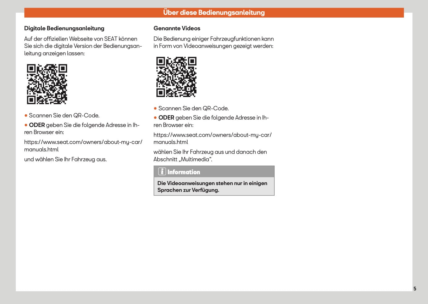 2025 Seat Leon/Leon Sportstourer Owner's Manual | German