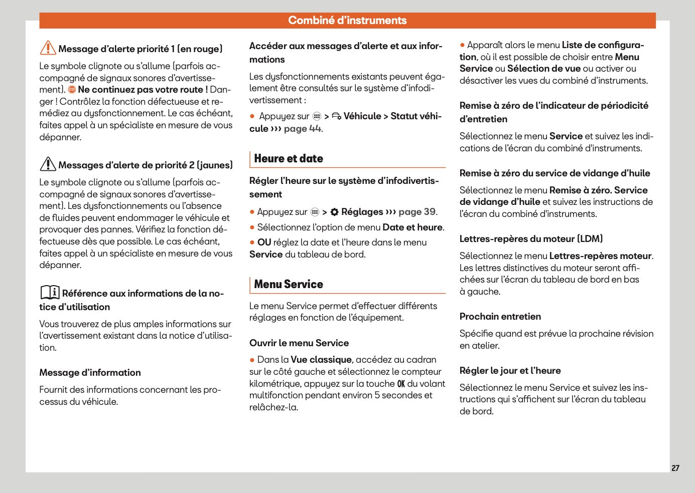 2025 Seat Leon/Leon Sportstourer Owner's Manual | French