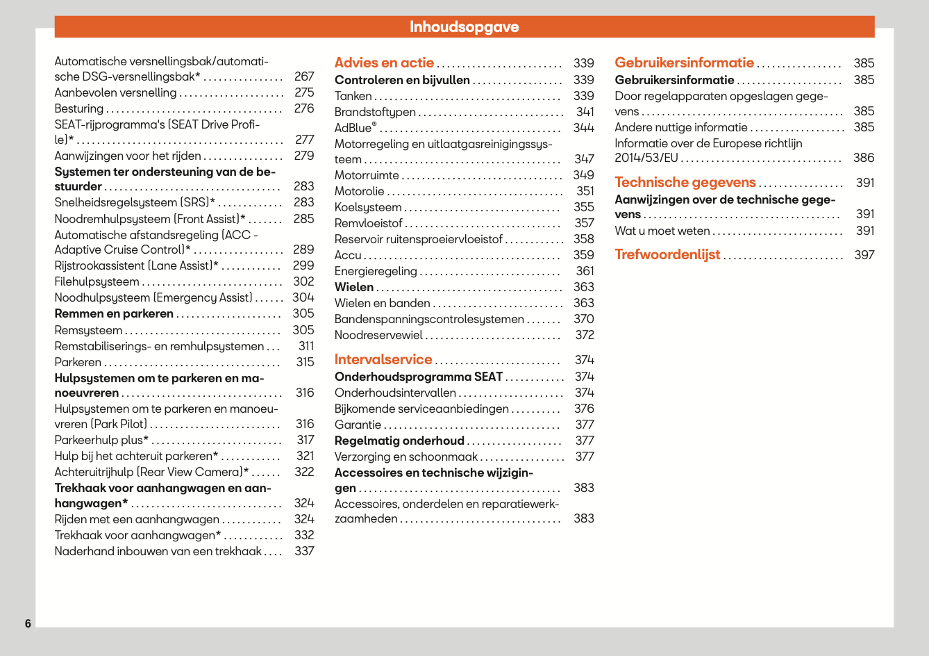 2020 Seat Leon/Leon Sportstourer Owner's Manual | Dutch