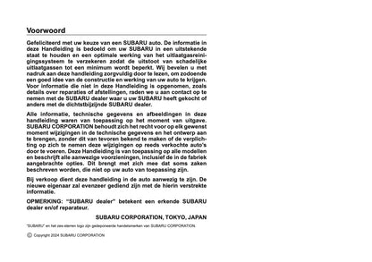 2025 Subaru Forester Gebruikershandleiding | Nederlands