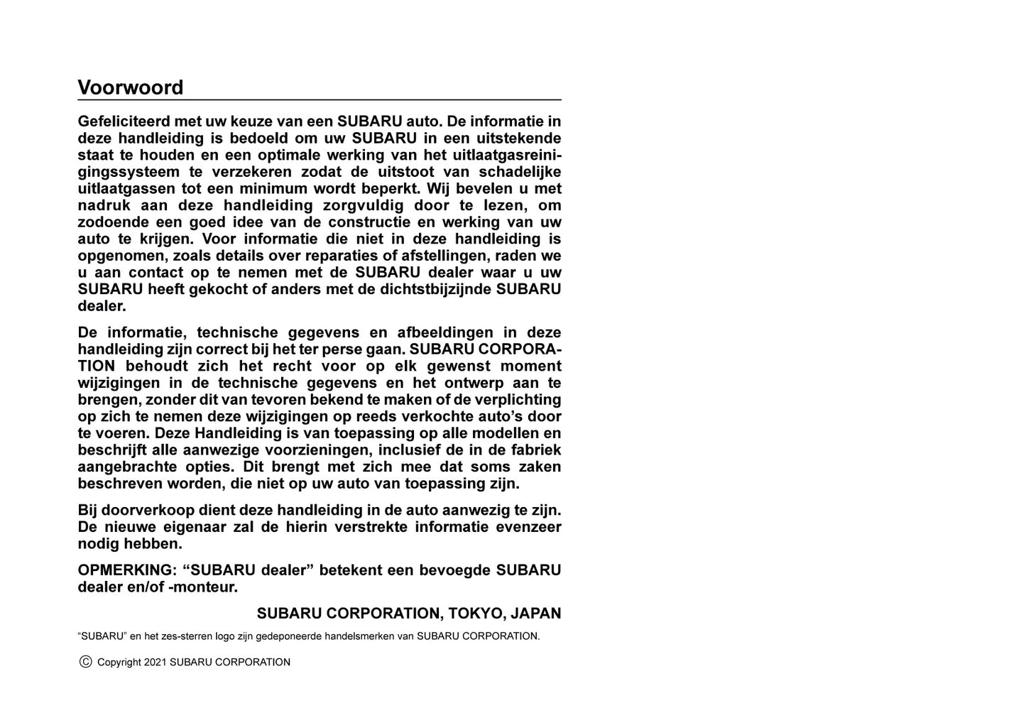 2024 Subaru XV e-BOXER Gebruikershandleiding | Nederlands