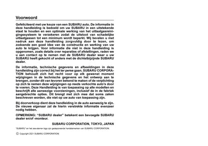 2024 Subaru XV e-BOXER Gebruikershandleiding | Nederlands