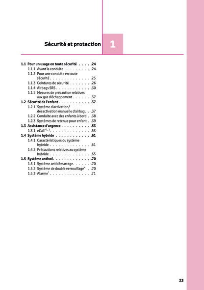 2023-2024 Toyota C-HR Hybrid Owner's Manual | French