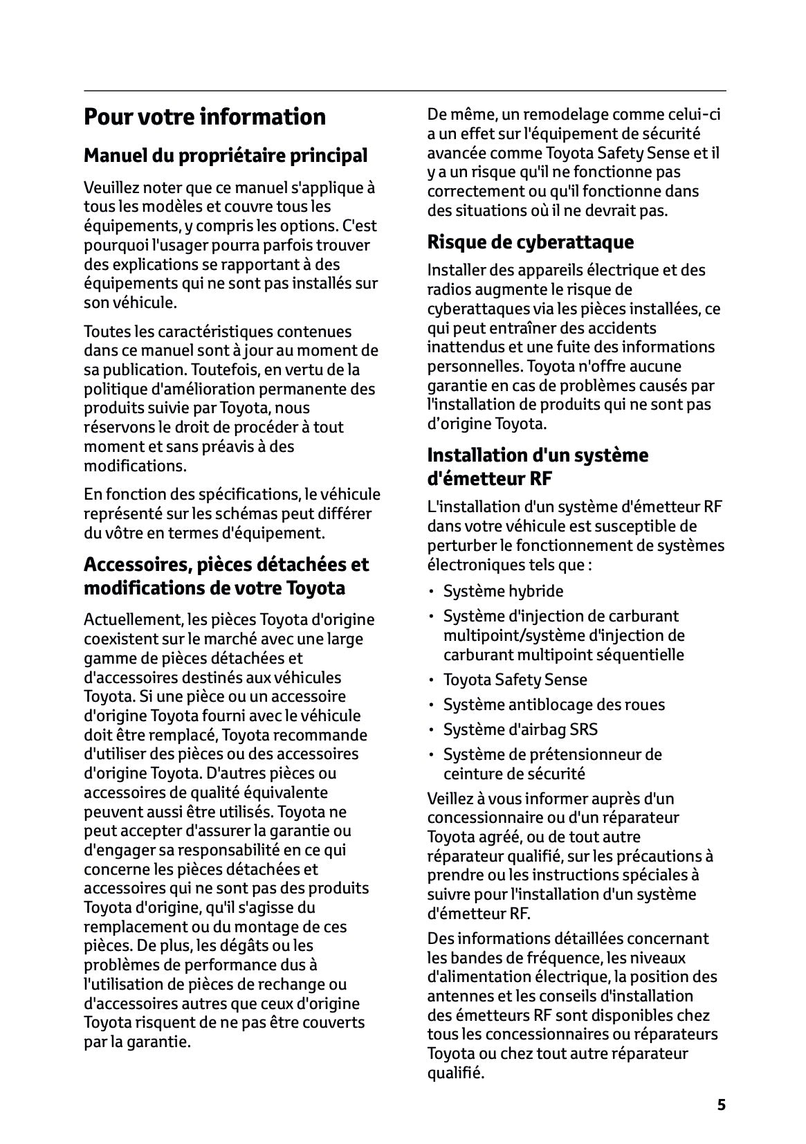 2023-2024 Toyota C-HR Hybrid Owner's Manual | French