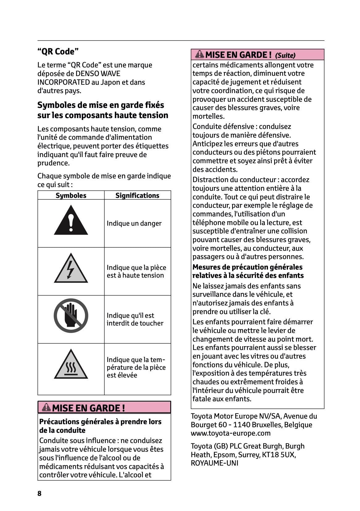 2025 Toyota Corolla Cross Hybrid Owner's Manual | French