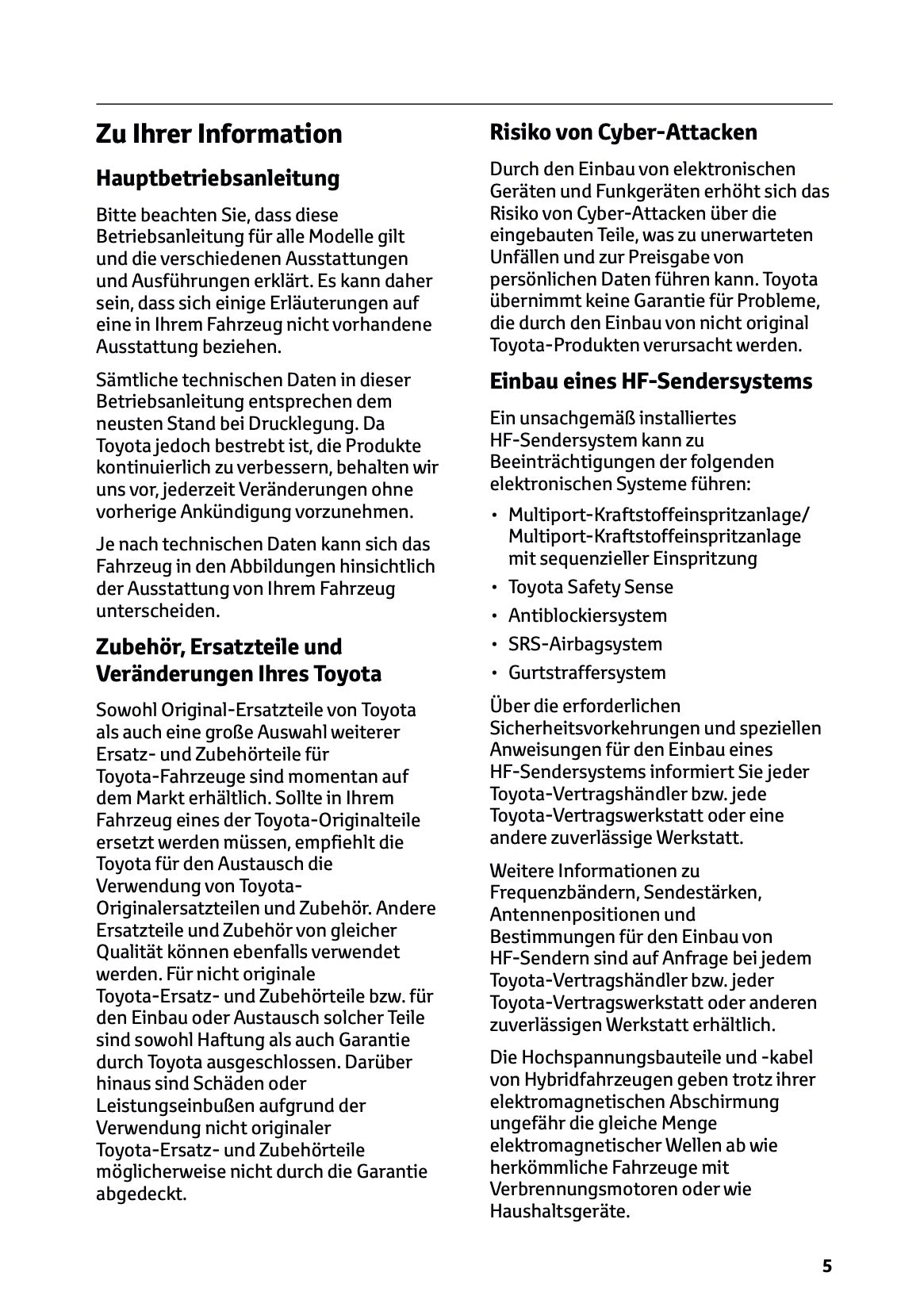 2025 Toyota Corolla Hybrid Hatchback/Touring Sports Owner's Manual | German