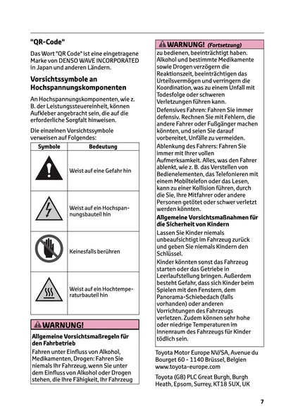 2025 Toyota Corolla Hybrid Hatchback/Touring Sports Owner's Manual | German