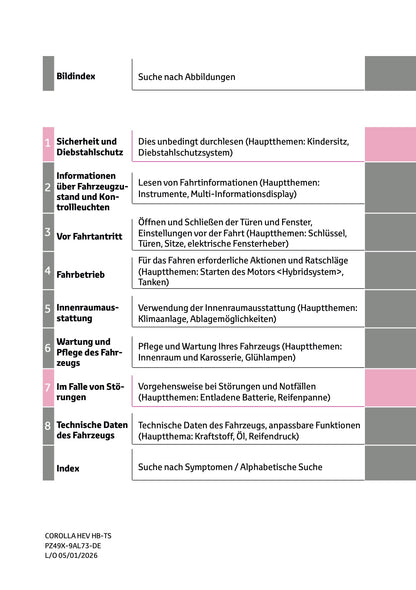 2026 Toyota Corolla Hybrid Hatchback/Touring Sports Owner's Manual | German