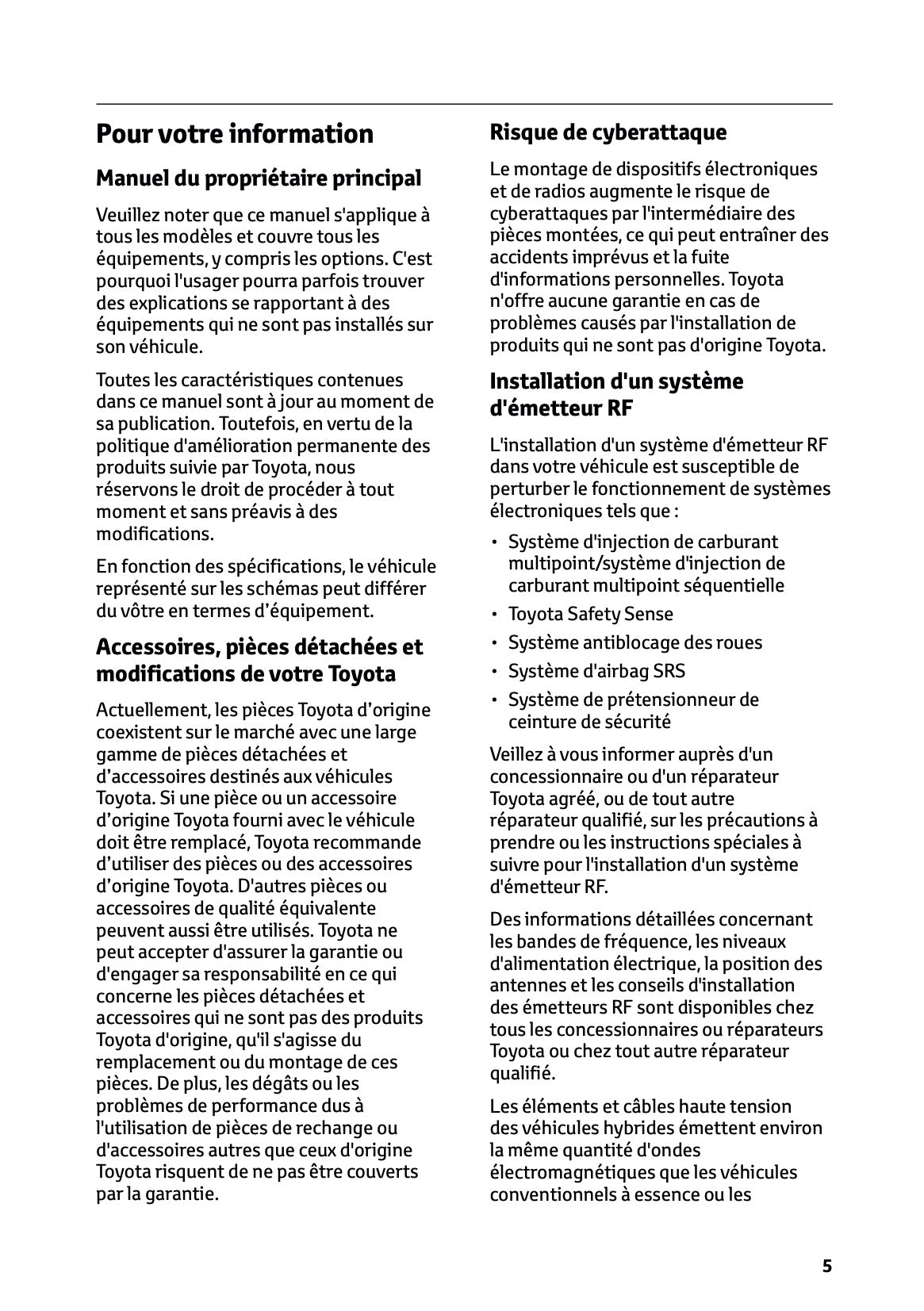 2026 Toyota Corolla Hybrid Hatchback/Touring Sports Owner's Manual | French