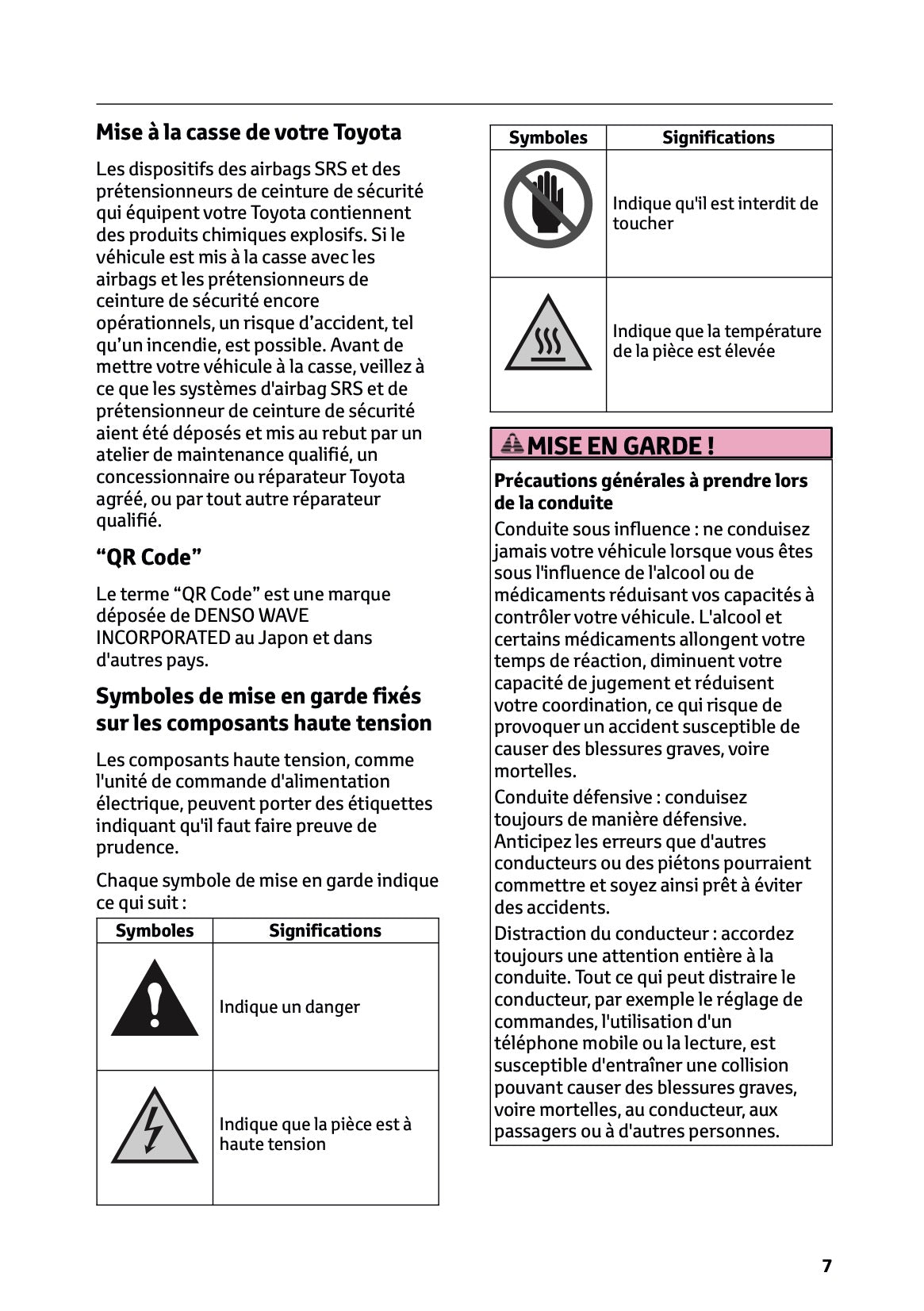 2026 Toyota Corolla Hybrid Hatchback/Touring Sports Owner's Manual | French