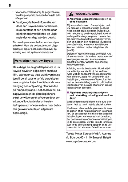 2020-2022 Toyota Corolla Hatchback/Touring Sports Gebruikershandleiding | Nederlands