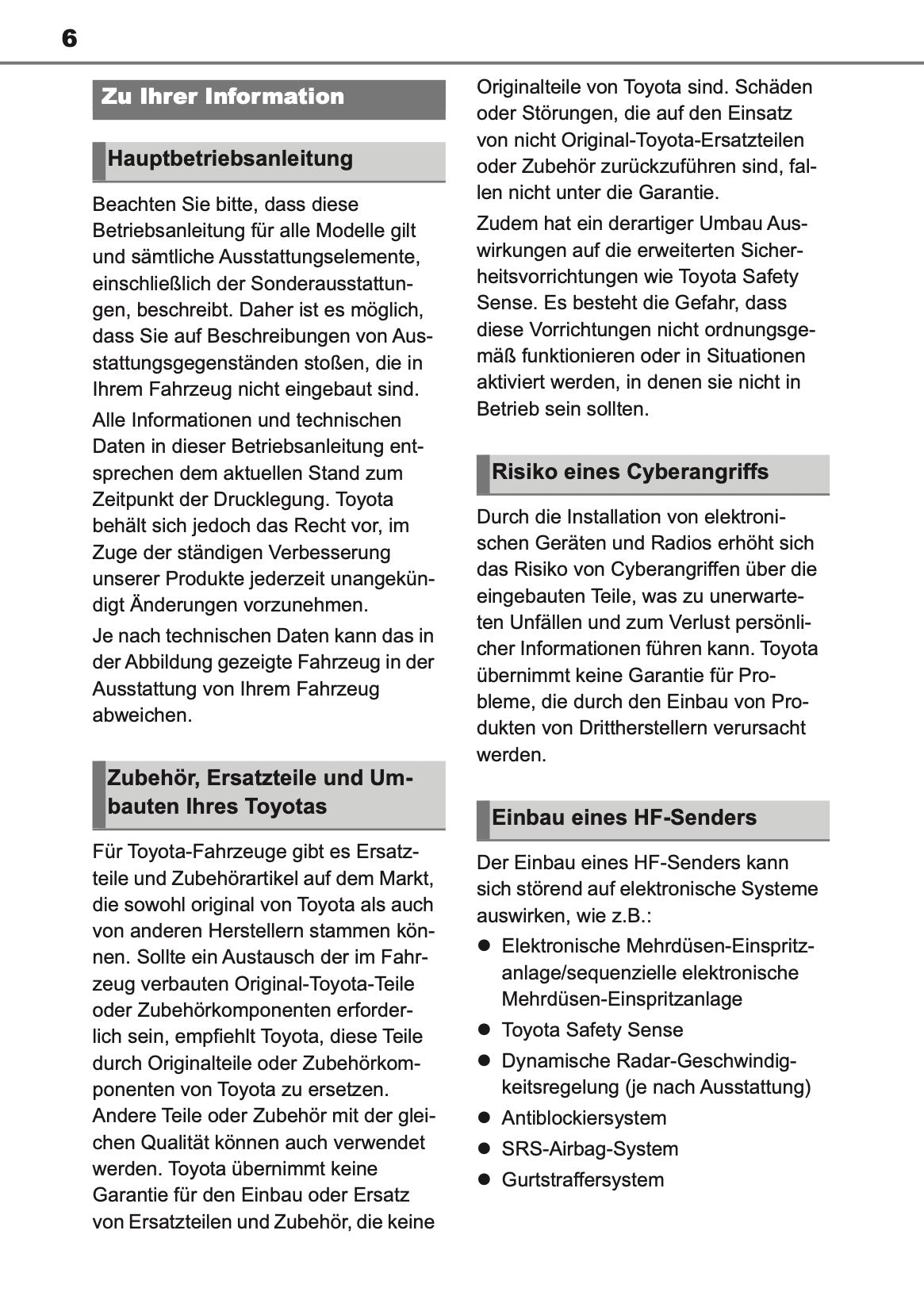 2024-2025 Toyota GR Yaris Owner's Manual | German