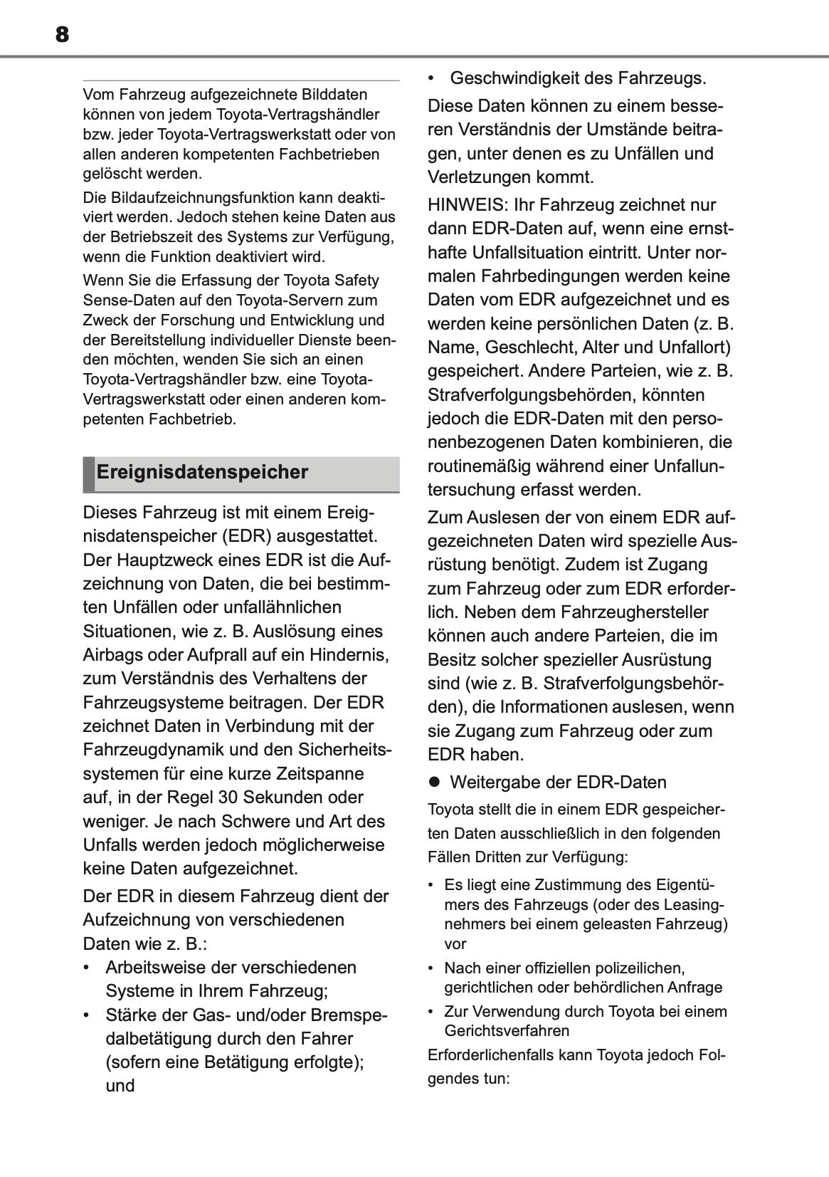 2024-2025 Toyota GR Yaris Owner's Manual | German