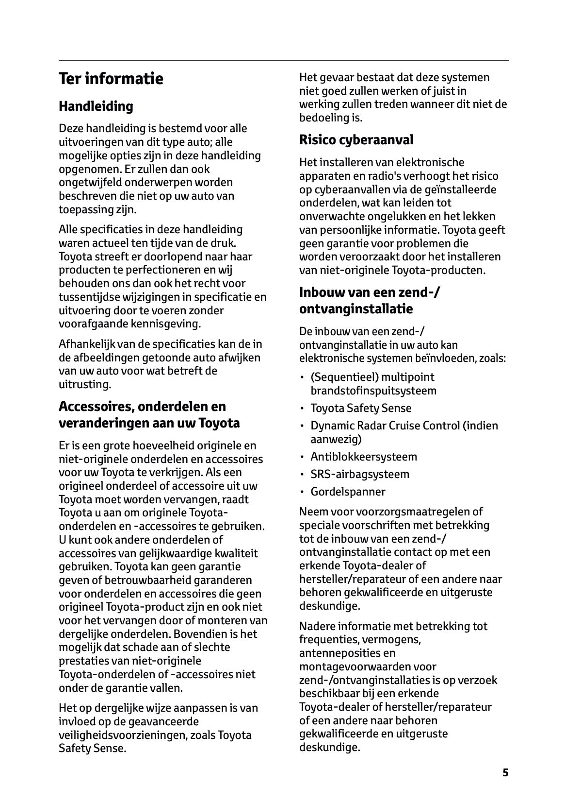 2024-2025 Toyota GR Yaris Owner's Manual | Dutch