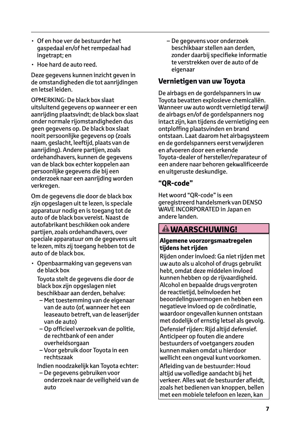 2024-2025 Toyota GR Yaris Owner's Manual | Dutch