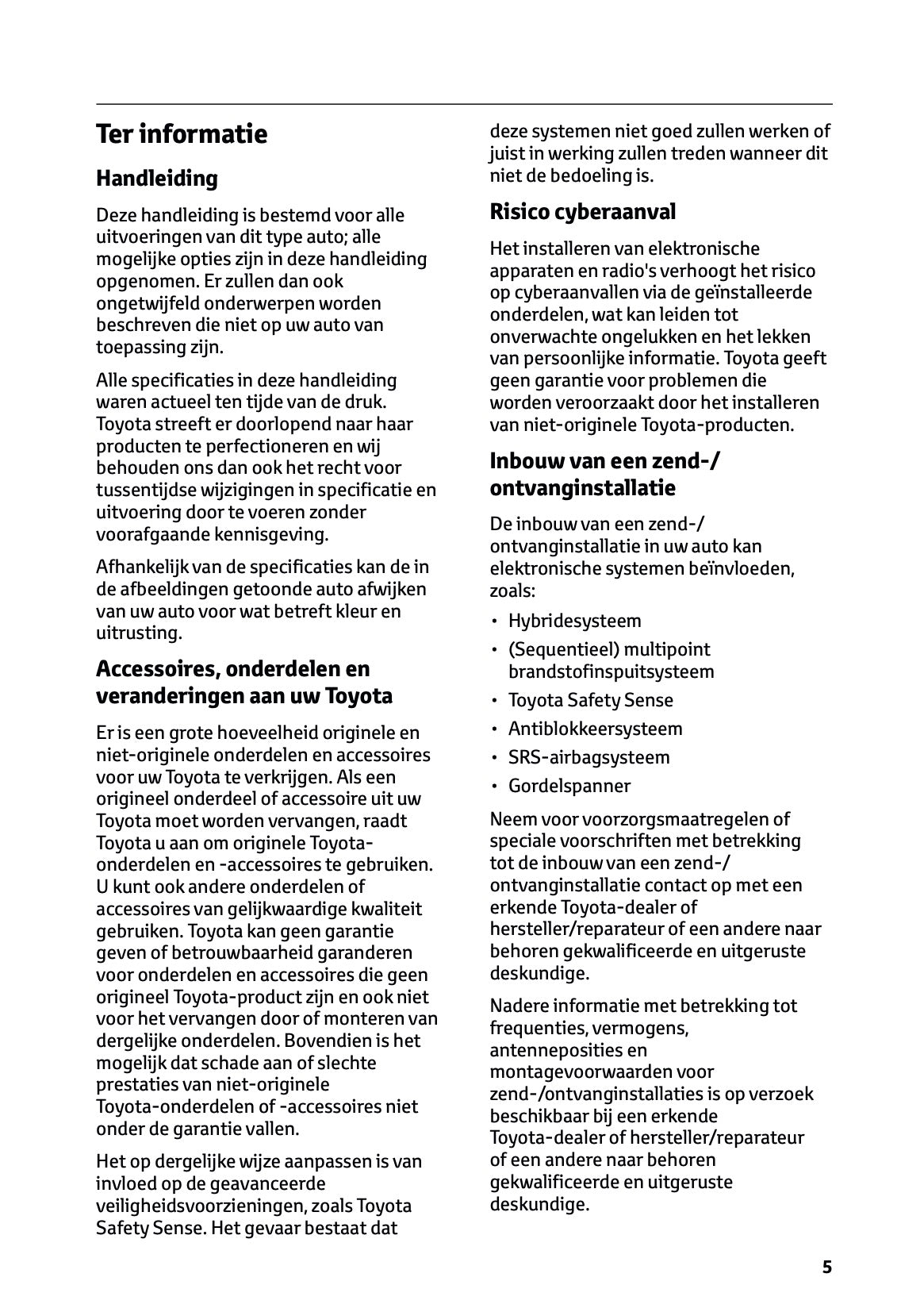 2024-2025 Toyota Highlander Hybrid Owner's Manual | Dutch