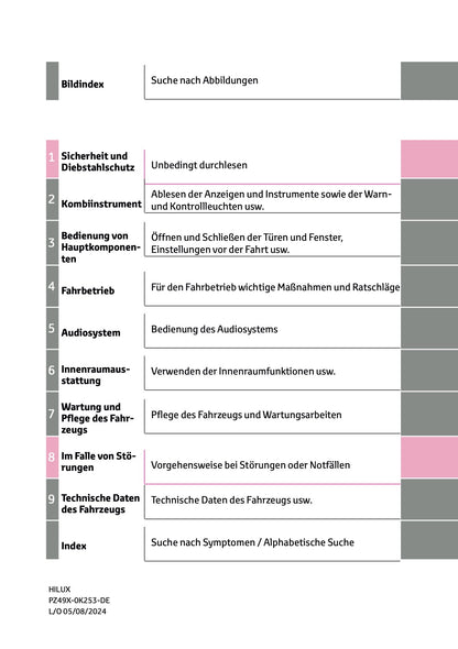 2024-2025 Toyota Hilux Owner's Manual | German