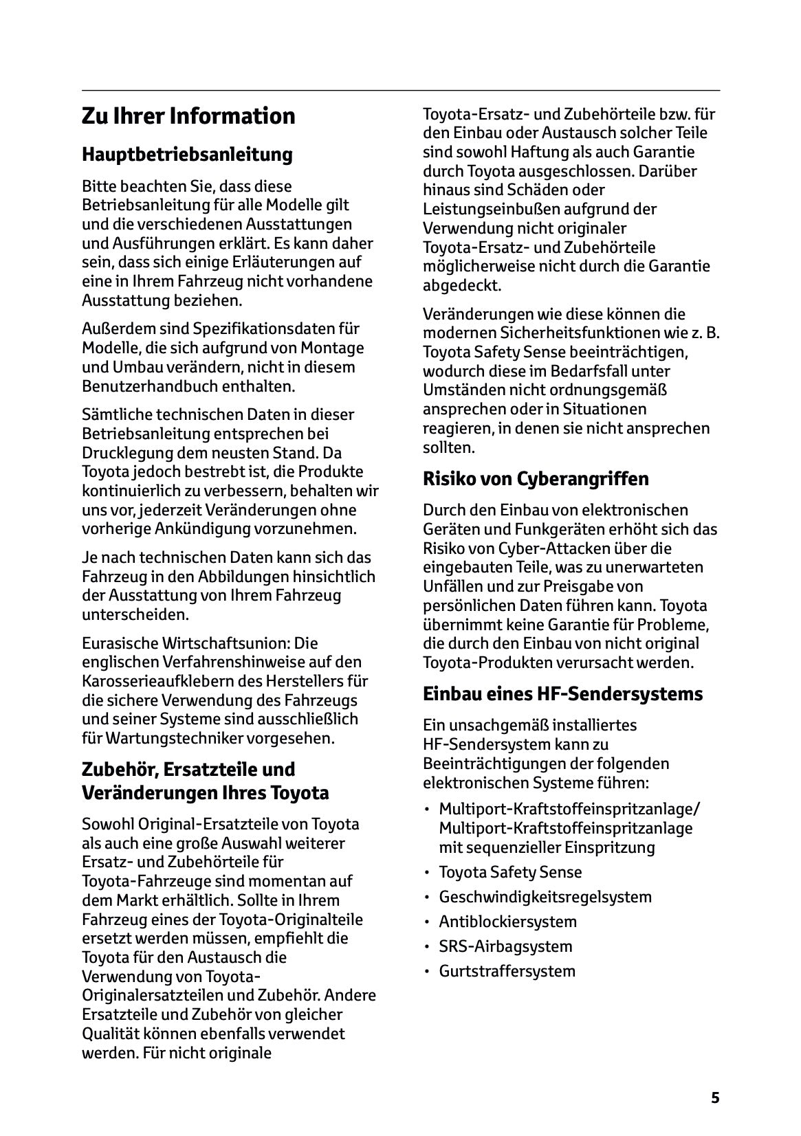 2024-2025 Toyota Hilux Owner's Manual | German