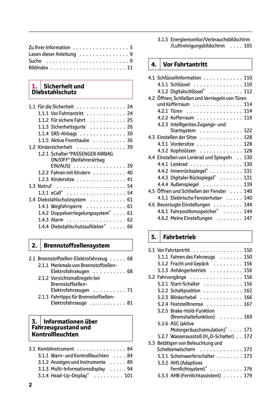 2025-2026 Toyota Mirai Owner's Manual | German