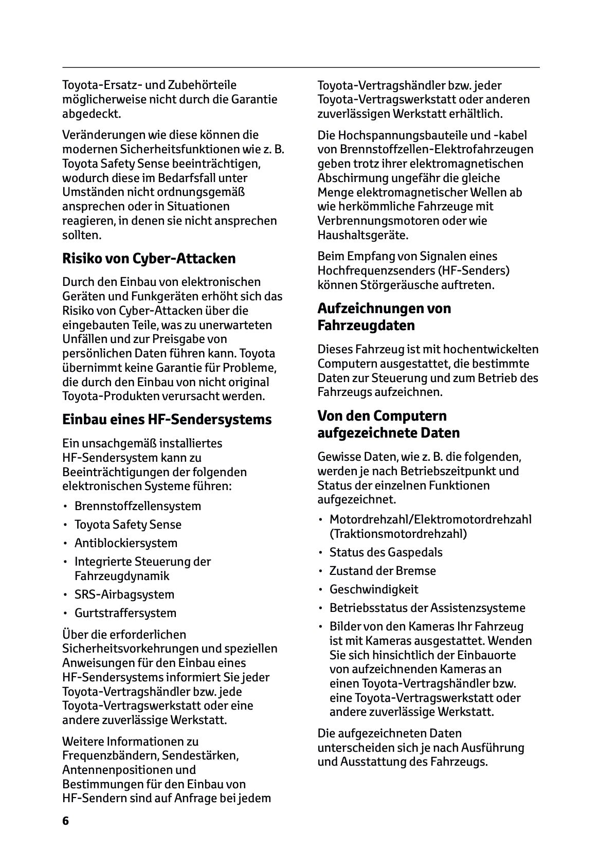 2025-2026 Toyota Mirai Owner's Manual | German
