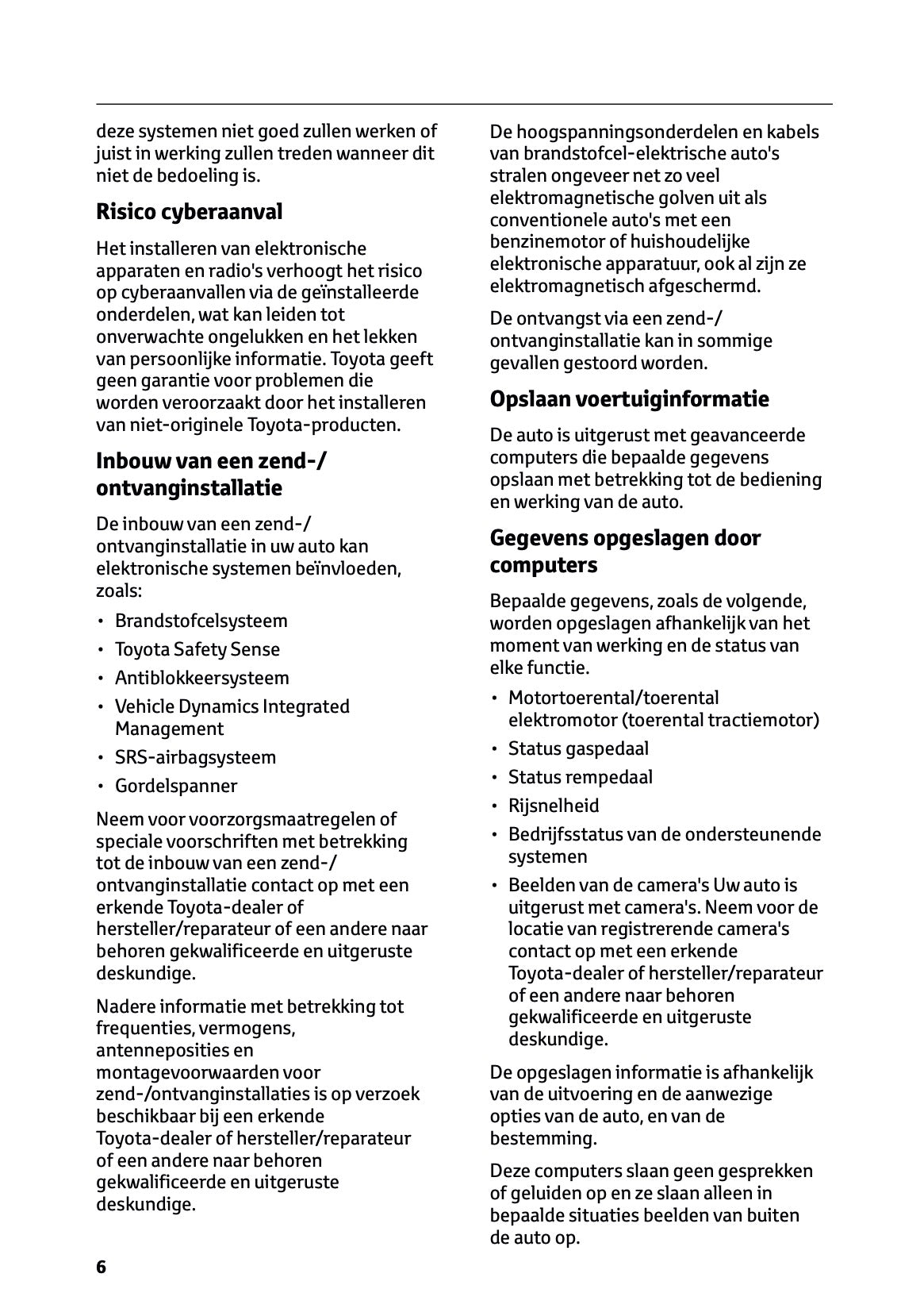 2025-2026 Toyota Mirai Gebruikershandleiding | Nederlands