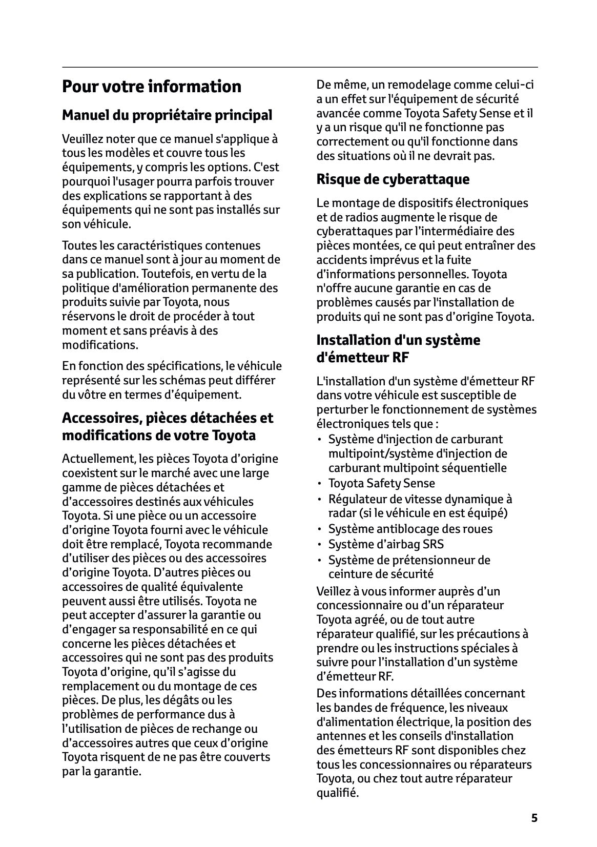 2025 Toyota GR Yaris Owner's Manual | French