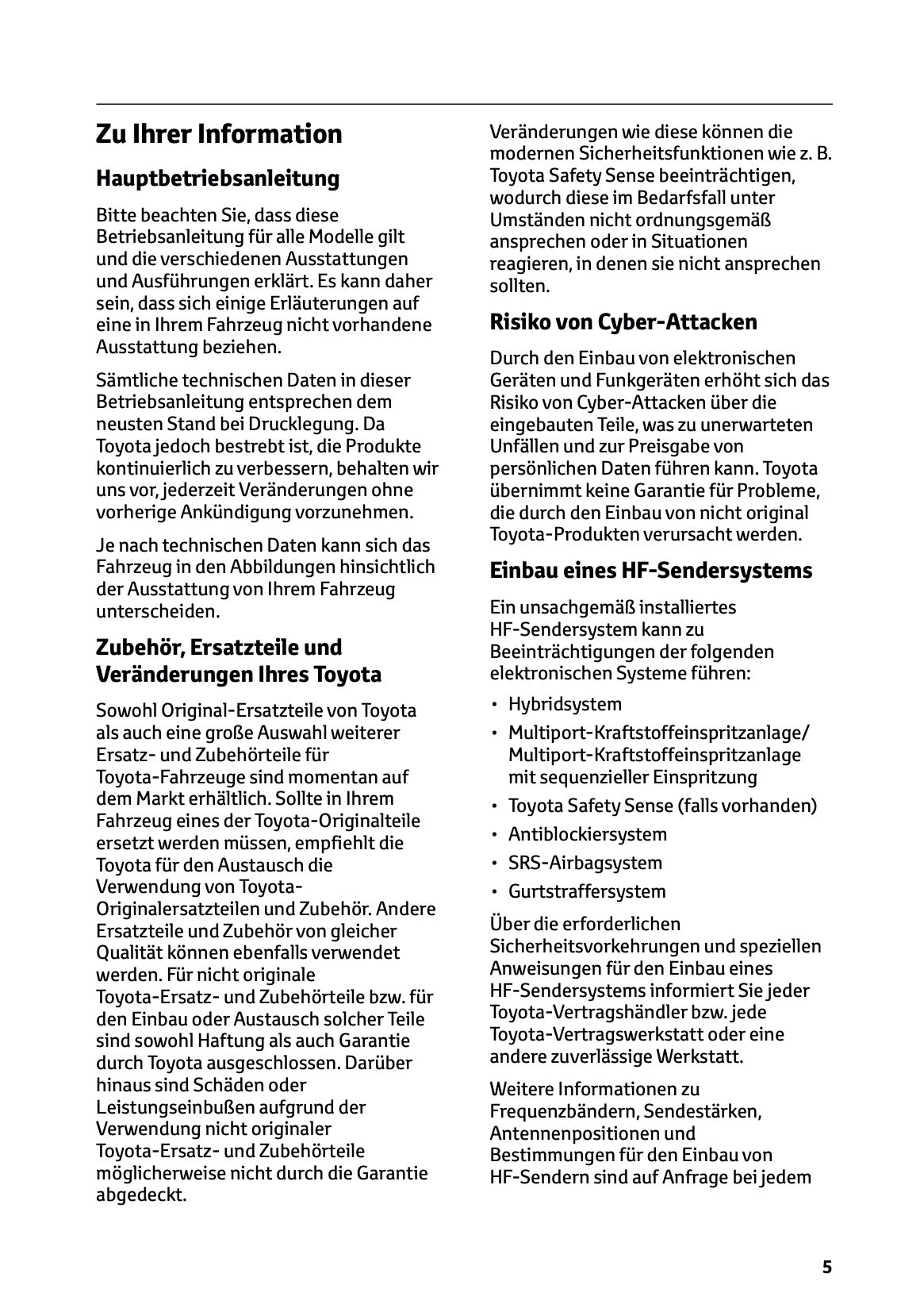 2025 Toyota Yaris Cross Hybrid Owner's Manual | German