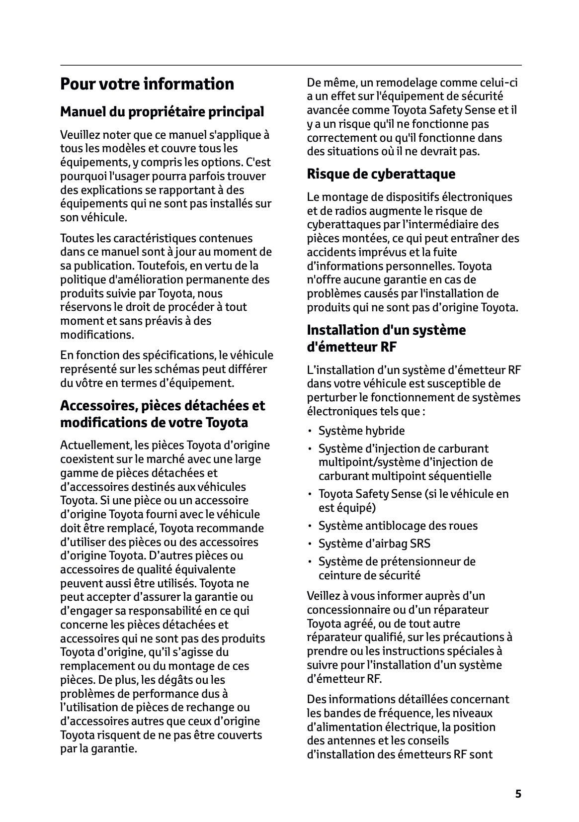 2025 Toyota Yaris Cross Hybrid Owner's Manual | French