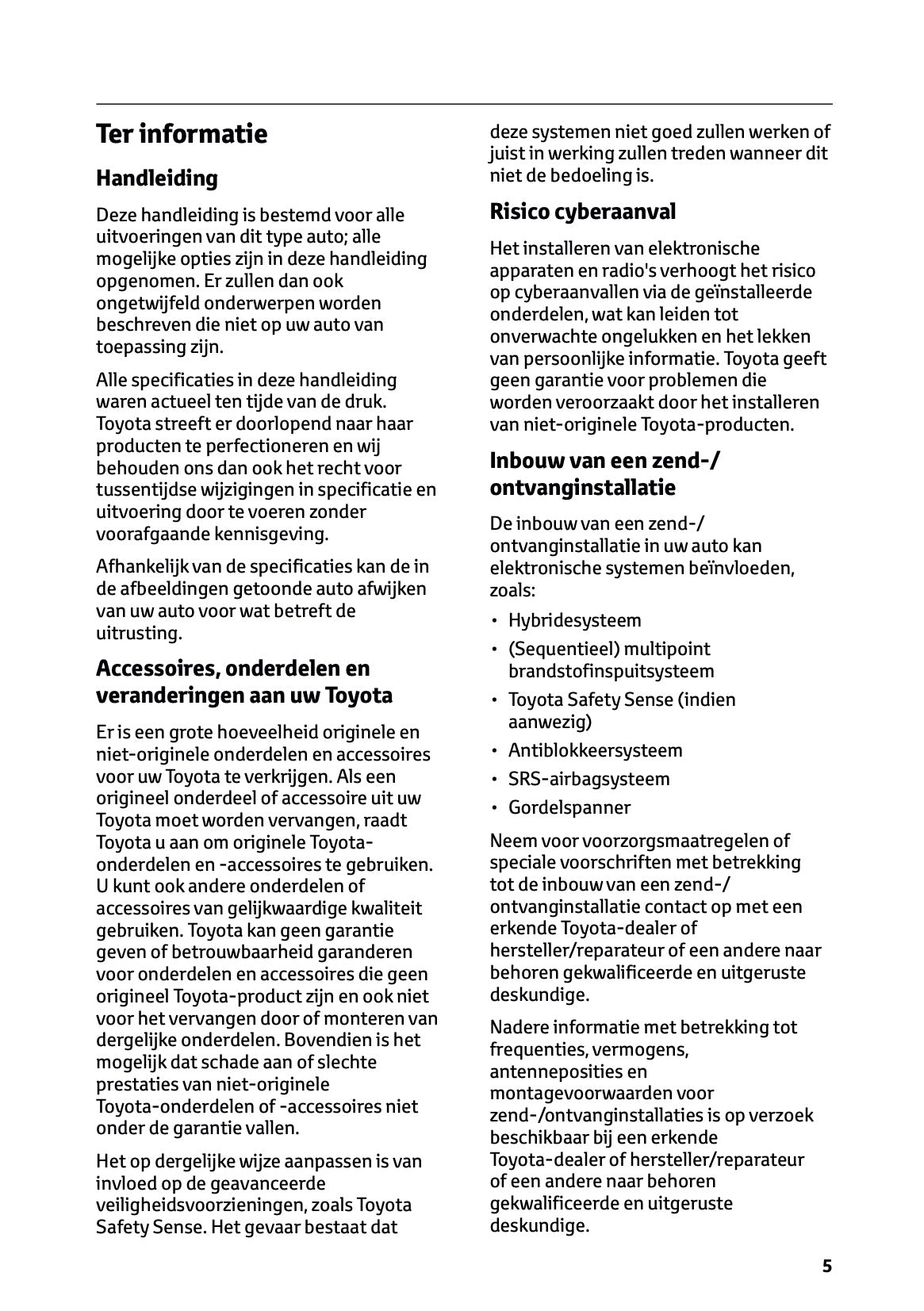 2025 Toyota Yaris Cross Hybrid Owner's Manual | Dutch