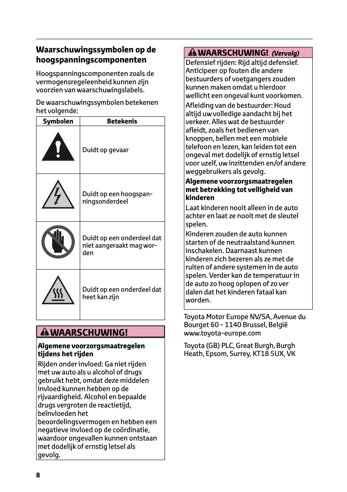 2025 Toyota Yaris Cross Hybrid Owner's Manual | Dutch