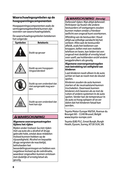 2025 Toyota Yaris Cross Hybrid Owner's Manual | Dutch
