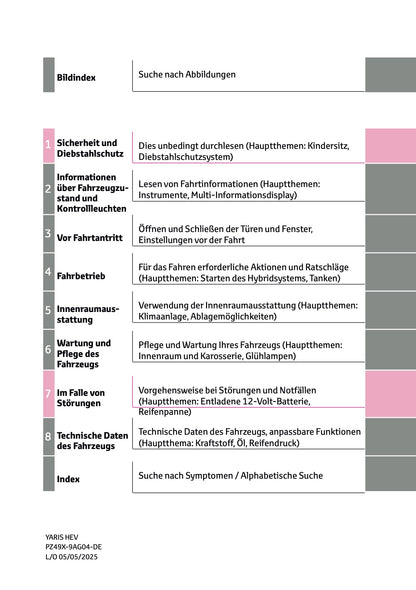 2025 Toyota Yaris Hybrid Owner's Manual | German