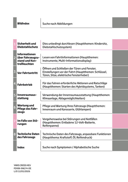 2026 Toyota Yaris Cross Hybrid Owner's Manual | German