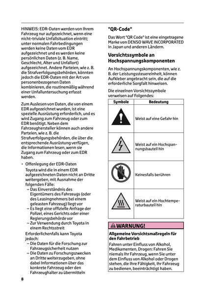 2026 Toyota Yaris Cross Hybrid Owner's Manual | German
