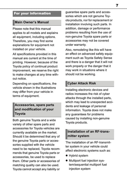 2025 Toyota Yaris Hybrid Owner's Manual | English