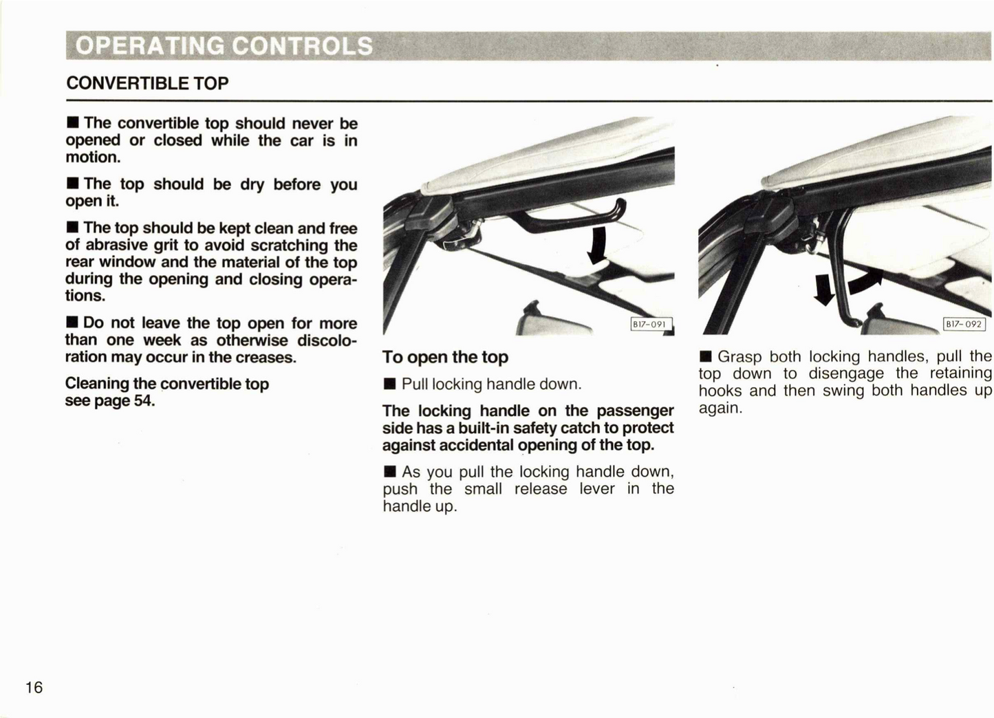 1986 Volkswagen Cabriolet Owner's Manual | English