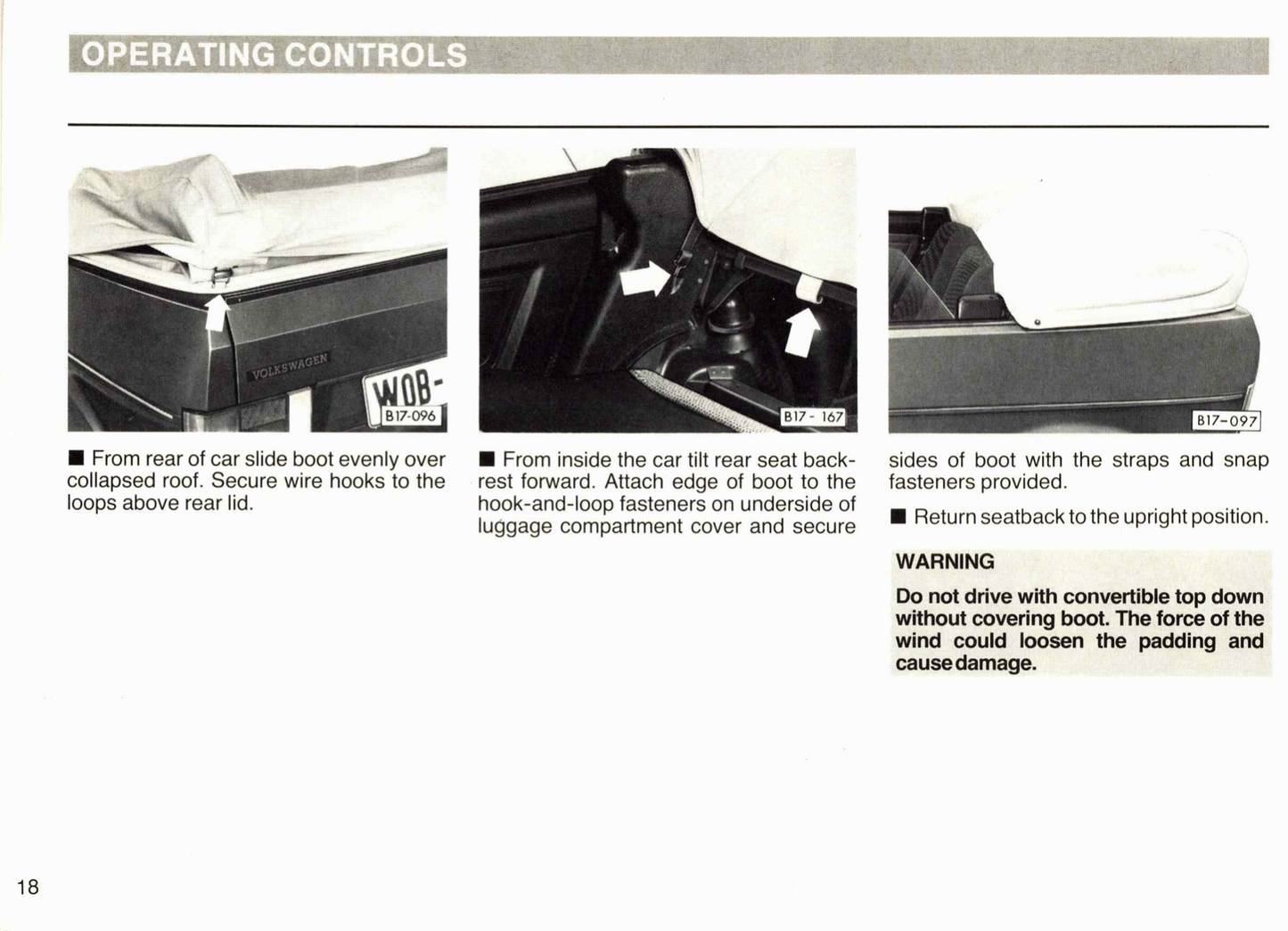 1986 Volkswagen Cabriolet Owner's Manual | English