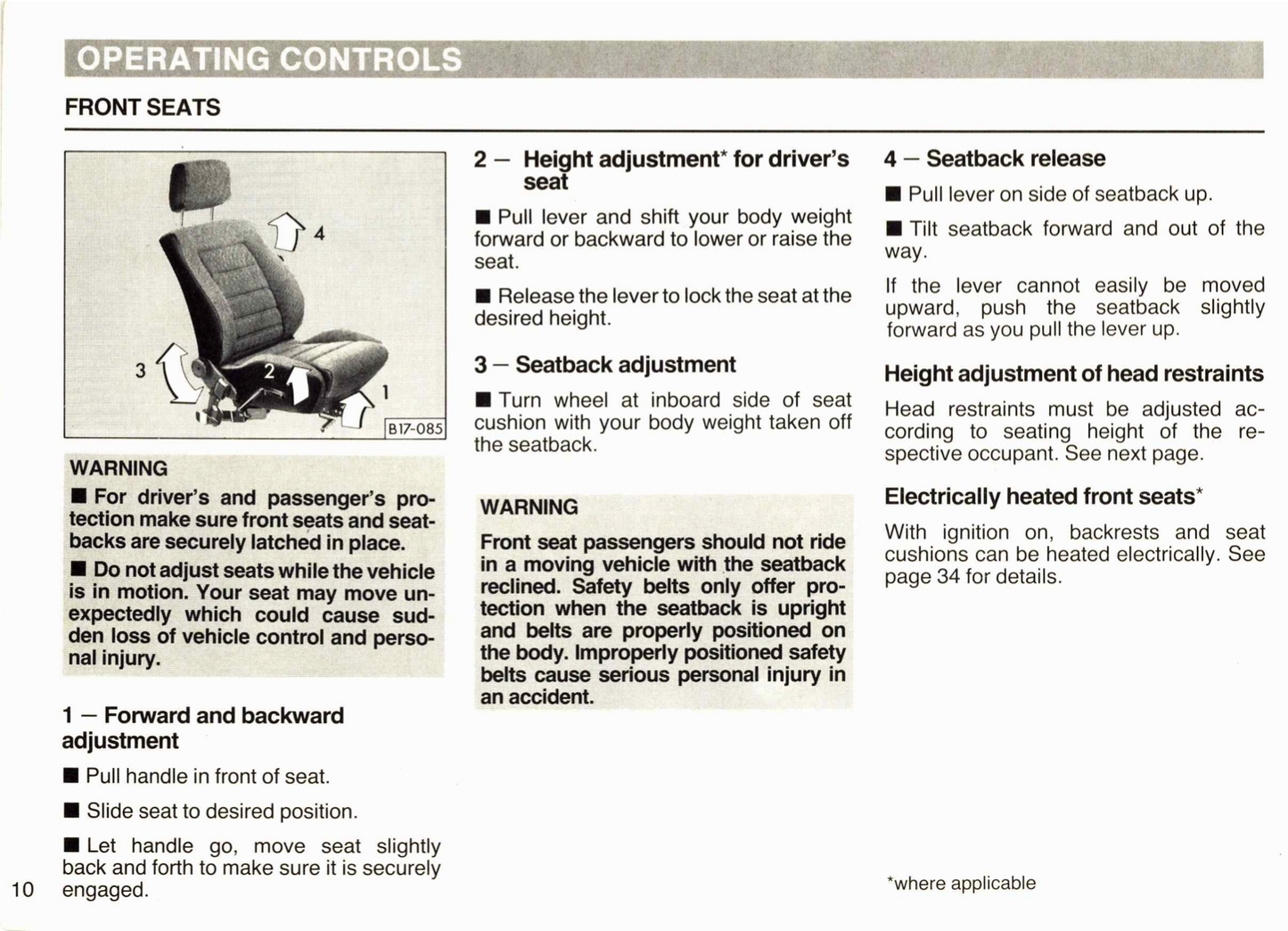 1986 Volkswagen Cabriolet Owner's Manual | English