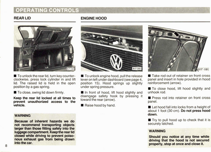 1988 Volkswagen Cabriolet Owner's Manual | English