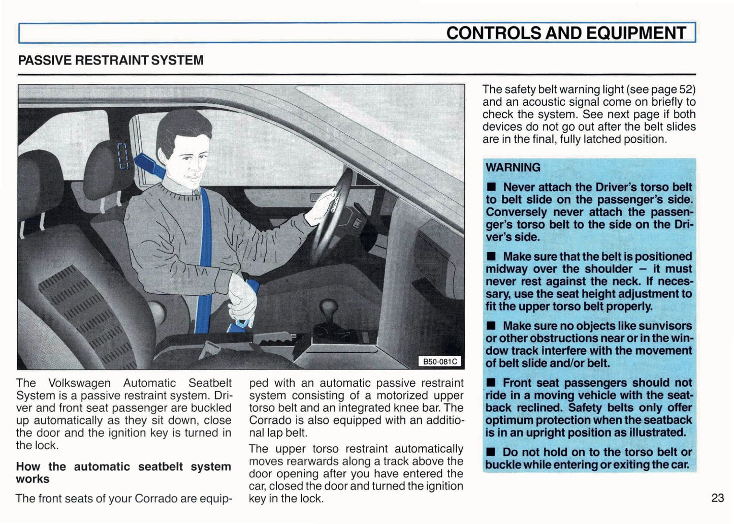 1994 Volkswagen Corrado Owner's Manual | English